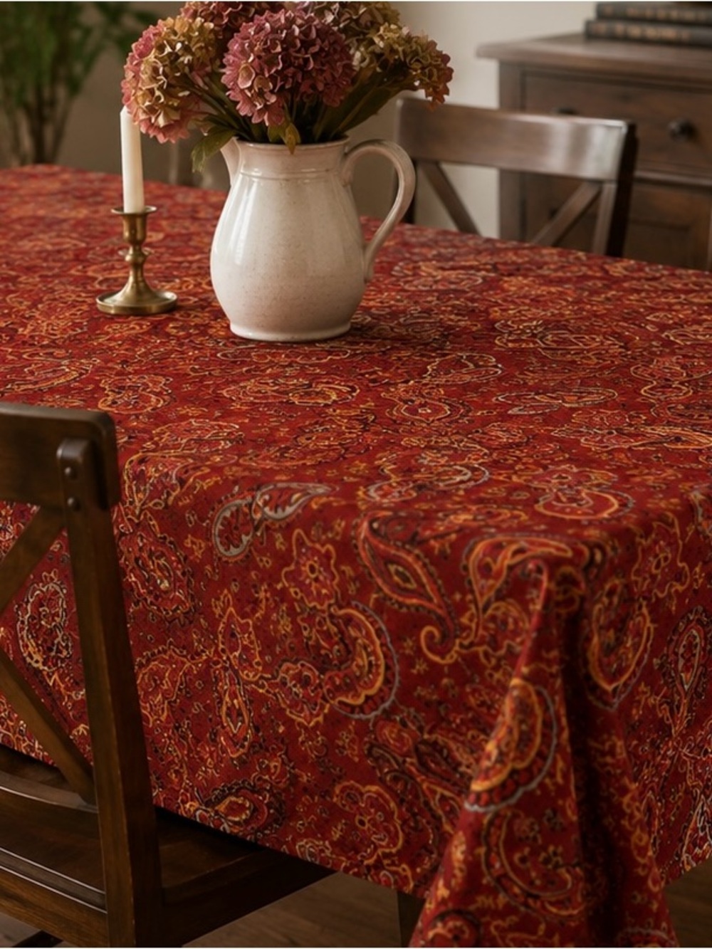 Croft & Barrow Red paisley Table linen 60” x 80”